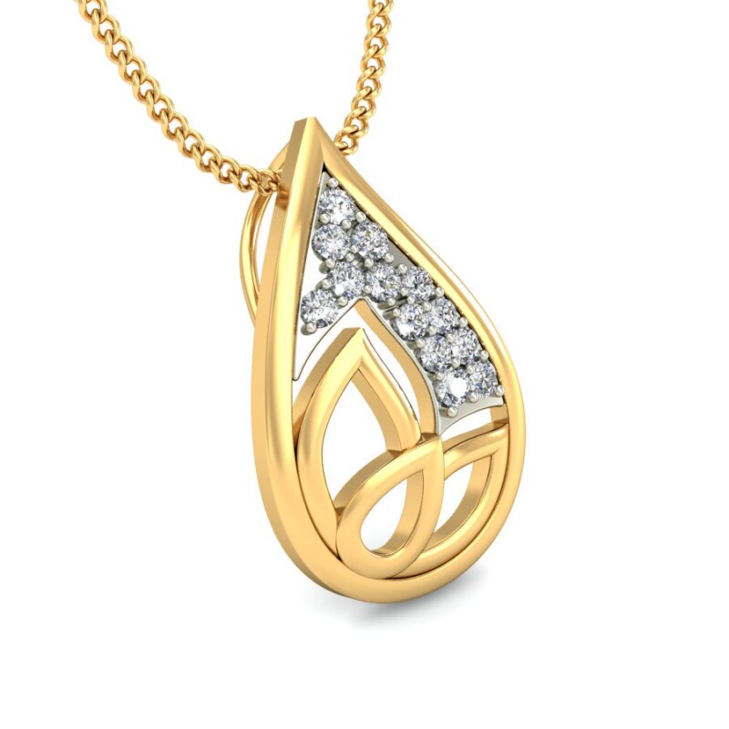 IGI Certified Natural Diamond Design Pendant 14K/18K Fine Yellow & white Gold