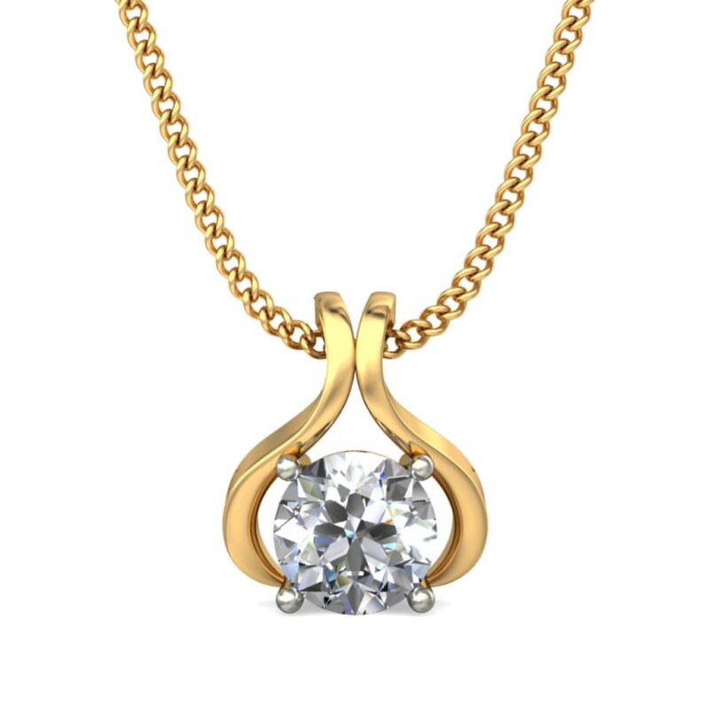 IGI Certified Natural Diamond Design Pendant 14K/18K Fine Yellow & white Gold