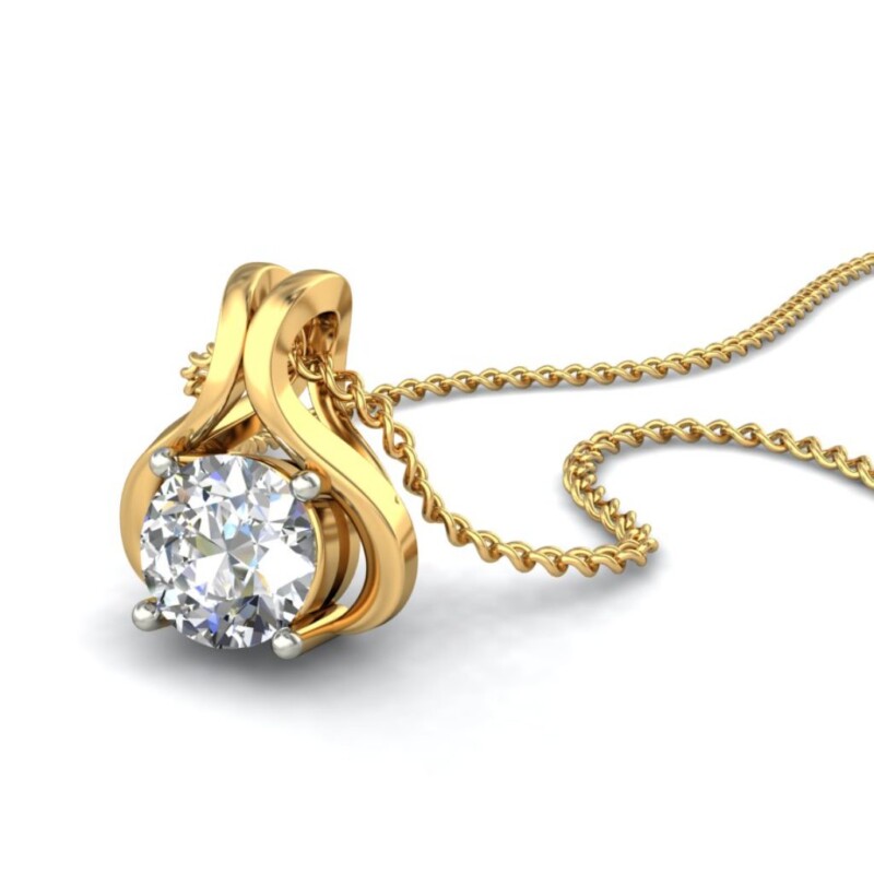 IGI Certified Natural Diamond Design Pendant 14K/18K Fine Yellow & white Gold