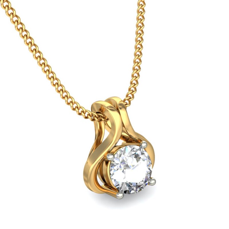 IGI Certified Natural Diamond Design Pendant 14K/18K Fine Yellow & white Gold