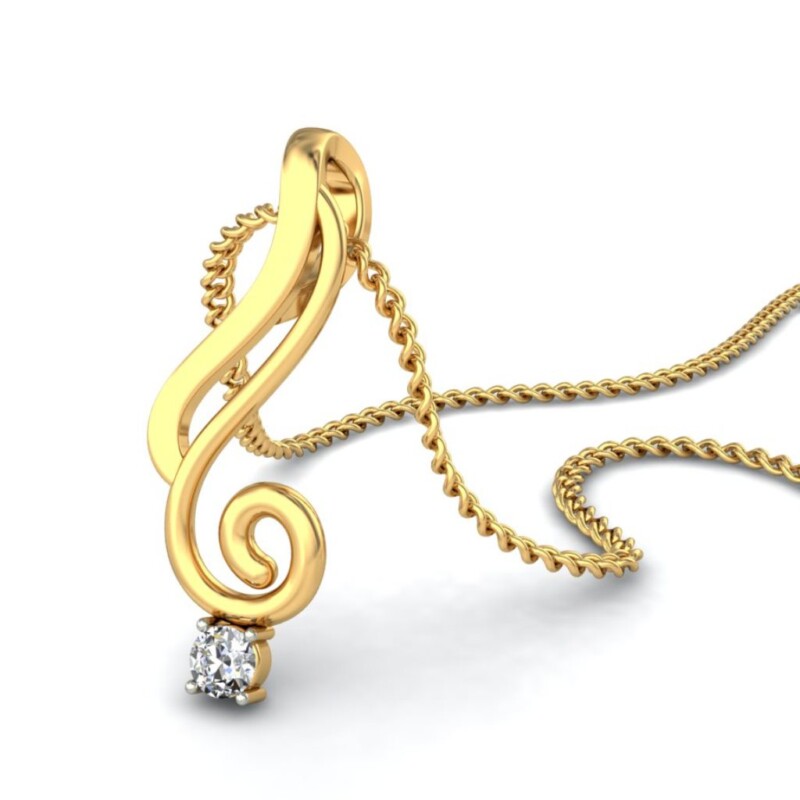 IGI Certified Natural Diamond Design Pendant 14K/18K Fine Yellow Gold