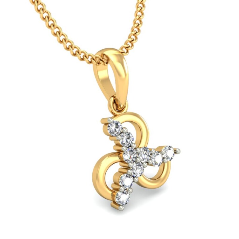 IGI Certified Natural Diamond Design Pendant 14K/18K Fine Yellow Gold