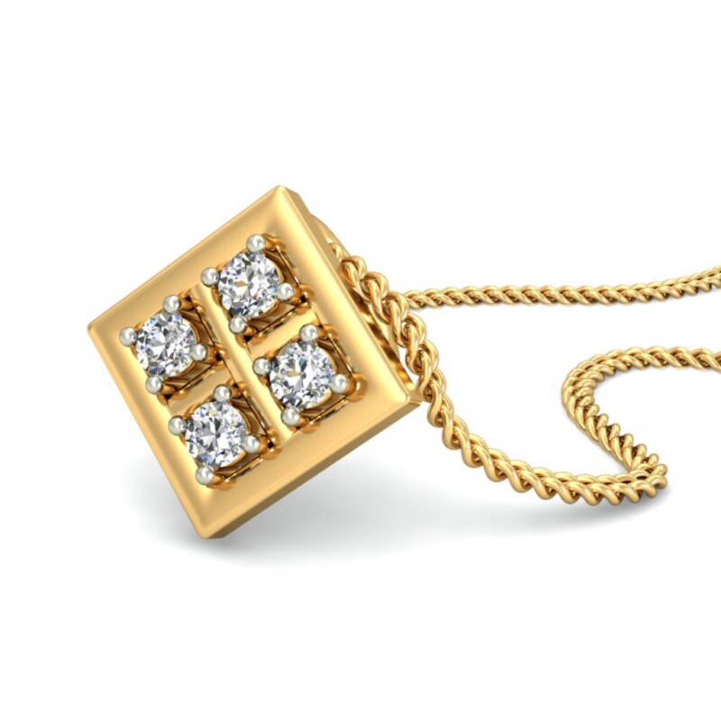 IGI Certified Natural Diamond Design Pendant 14K/18K Fine Yellow Gold