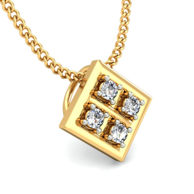 IGI Certified Natural Diamond Design Pendant 14K/18K Fine Yellow Gold
