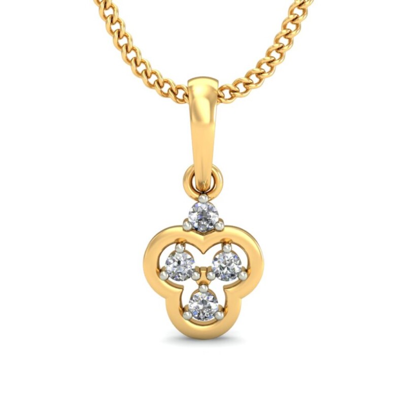 IGI Certified Natural Diamond Design Pendant 14K/18K Fine Yellow Gold