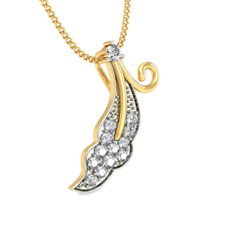 IGI Certified Natural Diamond Design Pendant 14K/18K Fine Yellow & white Gold