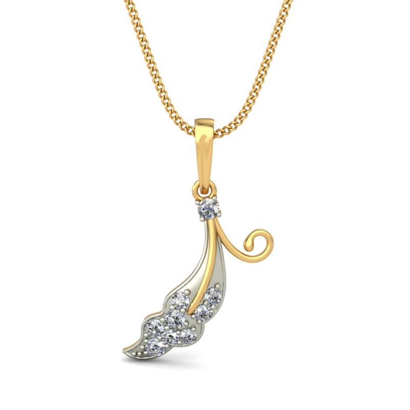 IGI Certified Natural Diamond Design Pendant 14K/18K Fine Yellow & white Gold