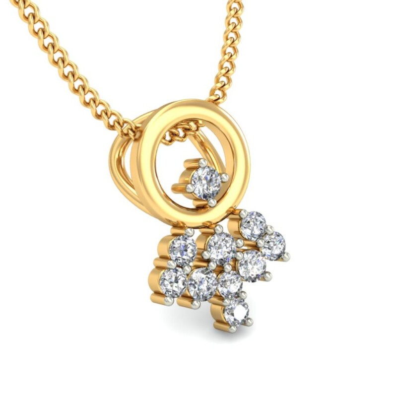 IGI Certified Natural Diamond Design Pendant 14K/18K Fine Yellow Gold