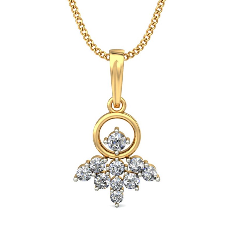 IGI Certified Natural Diamond Design Pendant 14K/18K Fine Yellow Gold