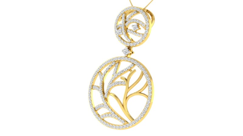 IGI Certified Natural Diamond Design Pendant 14K/18K Fine Yellow Gold