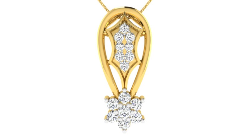 IGI Certified Natural Diamond Design Pendant 14K/18K Fine Yellow Gold