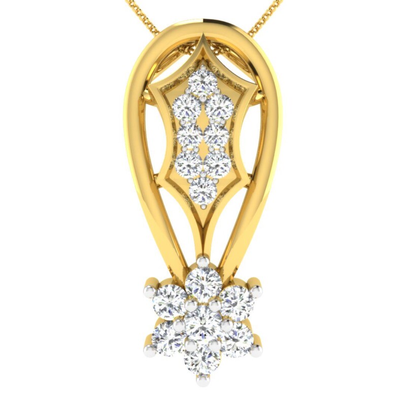 IGI Certified Natural Diamond Design Pendant 14K/18K Fine Yellow Gold