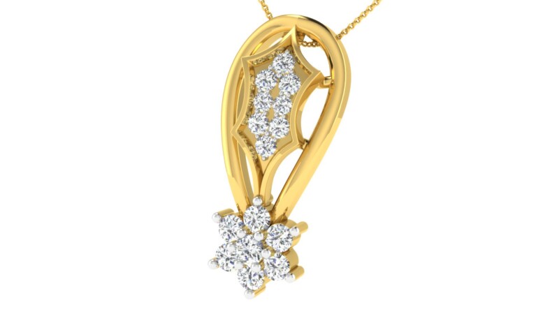 IGI Certified Natural Diamond Design Pendant 14K/18K Fine Yellow Gold