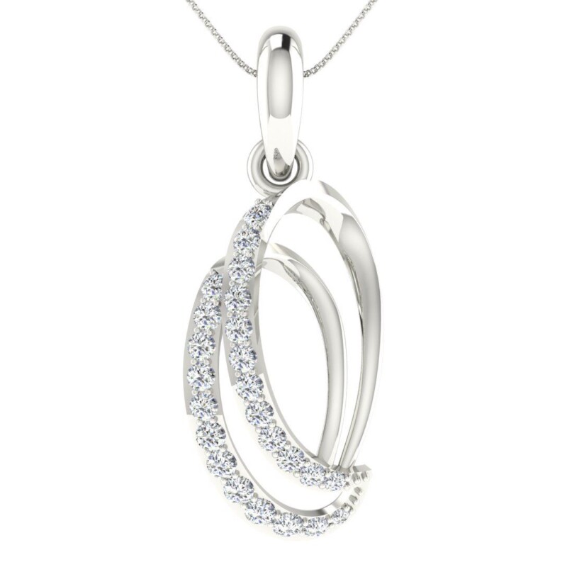 IGI Certified Natural Diamond Design Pendant 14K/18K Fine White Gold