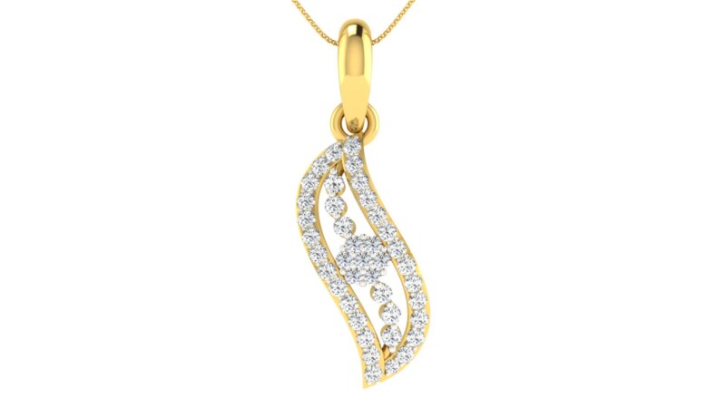 IGI Certified Natural Diamond Design Pendant 14K/18K Fine Yellow Gold