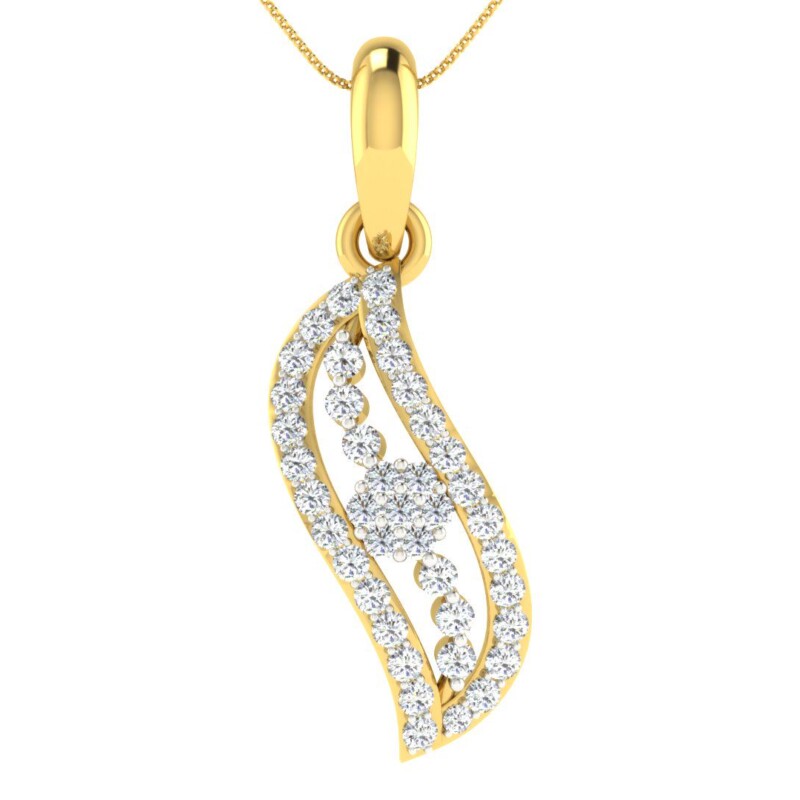 IGI Certified Natural Diamond Design Pendant 14K/18K Fine Yellow Gold