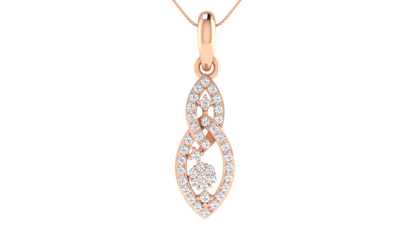 IGI Certified Natural Diamond Design Pendant 14K/18K Fine Rose Gold