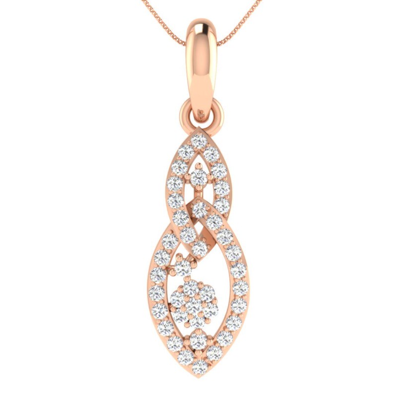 IGI Certified Natural Diamond Design Pendant 14K/18K Fine Rose Gold