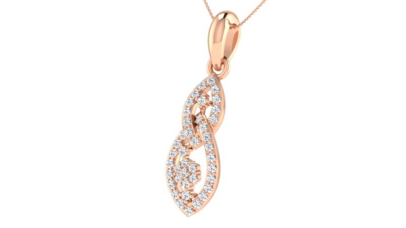 IGI Certified Natural Diamond Design Pendant 14K/18K Fine Rose Gold