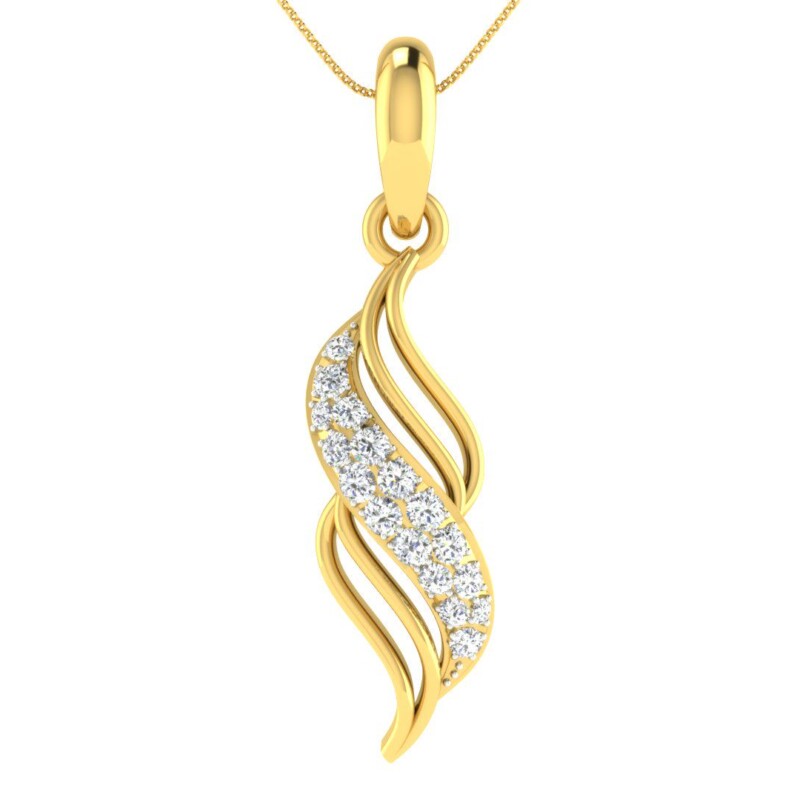 IGI Certified Natural Diamond Design Pendant 14K/18K Fine Yellow Gold