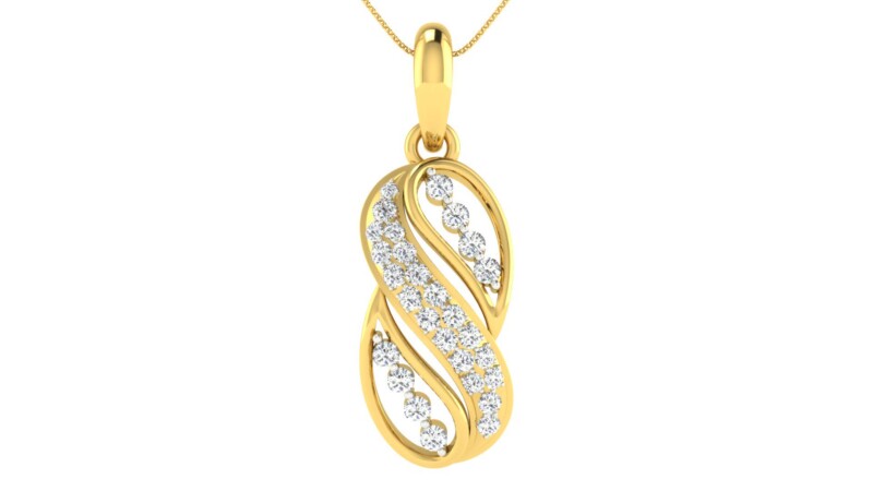 IGI Certified Natural Diamond Design Pendant 14K/18K Fine Yellow Gold