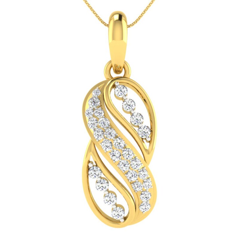 IGI Certified Natural Diamond Design Pendant 14K/18K Fine Yellow Gold