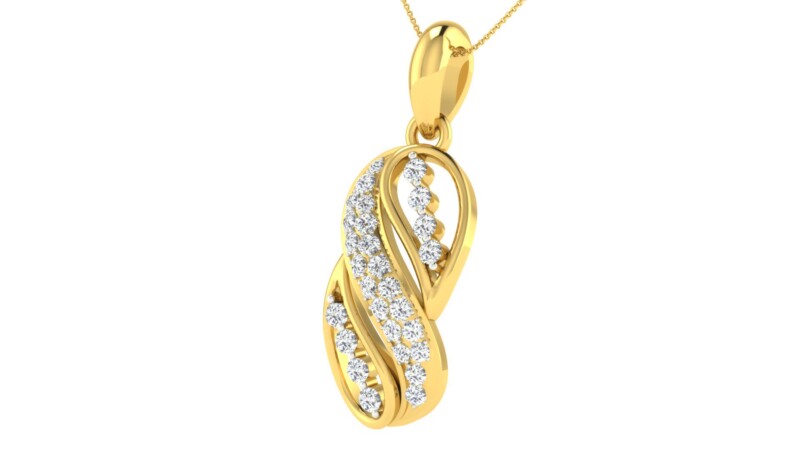 IGI Certified Natural Diamond Design Pendant 14K/18K Fine Yellow Gold