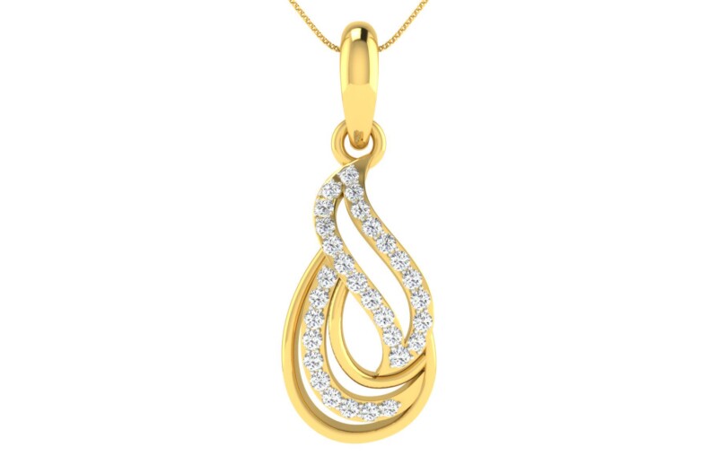 IGI Certified Natural Diamond Design Pendant 14K/18K Fine Yellow Gold