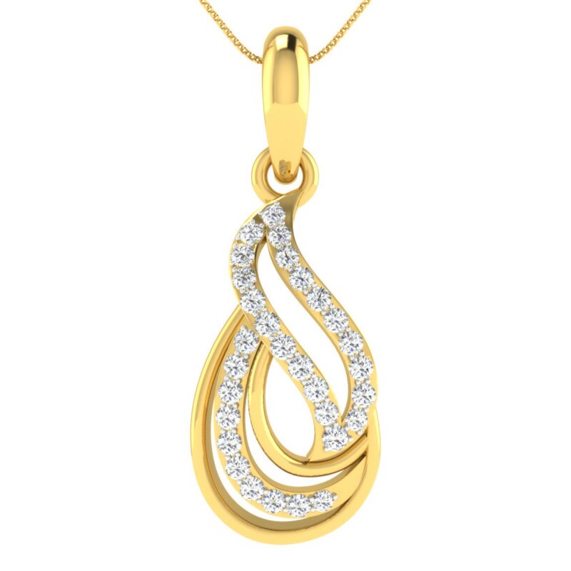 IGI Certified Natural Diamond Design Pendant 14K/18K Fine Yellow Gold