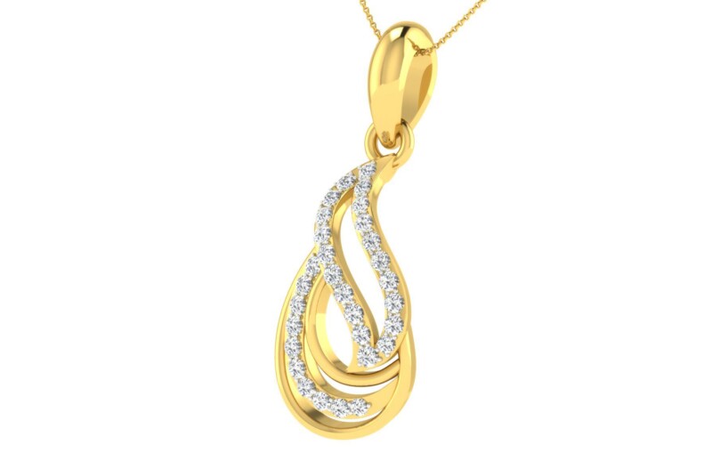 IGI Certified Natural Diamond Design Pendant 14K/18K Fine Yellow Gold
