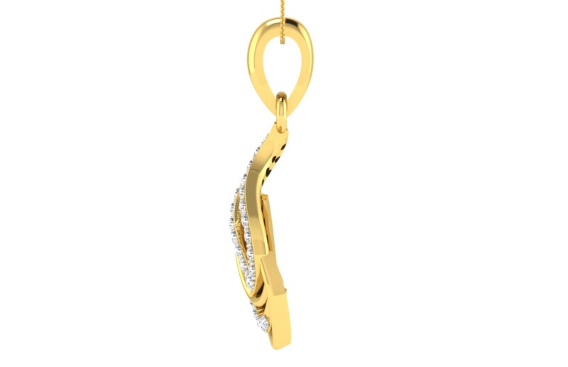 IGI Certified Natural Diamond Design Pendant 14K/18K Fine Yellow Gold