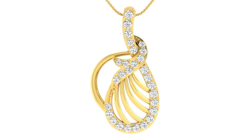 IGI Certified Natural Diamond Design Pendant 14K/18K Fine Yellow Gold