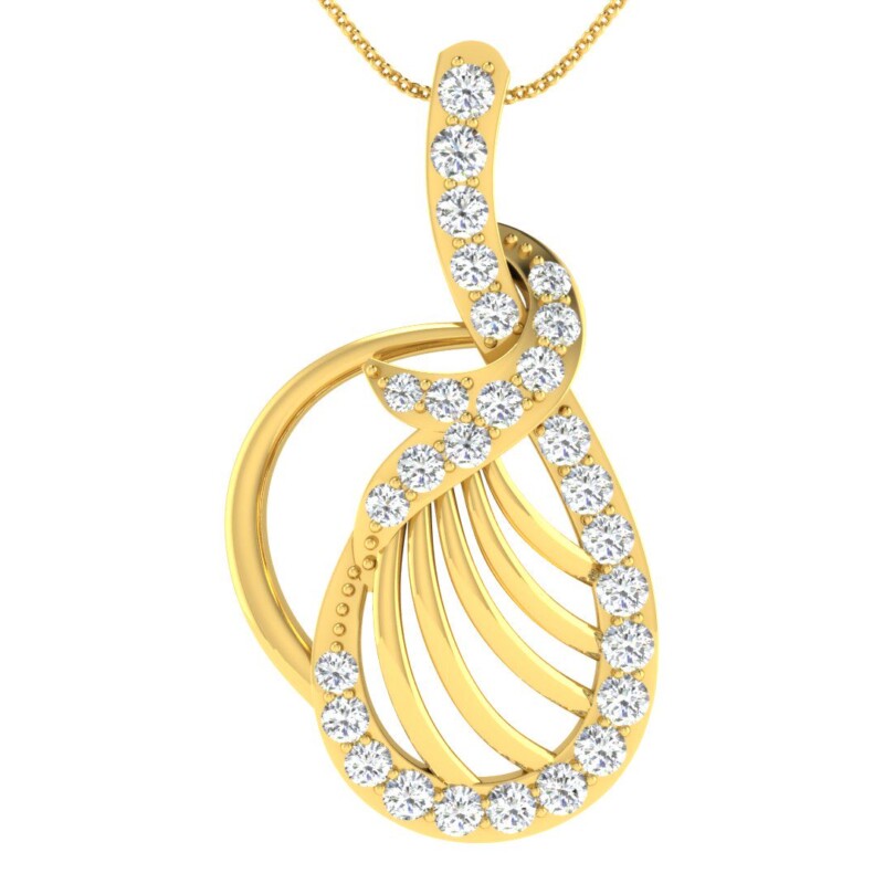 IGI Certified Natural Diamond Design Pendant 14K/18K Fine Yellow Gold