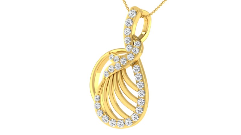 IGI Certified Natural Diamond Design Pendant 14K/18K Fine Yellow Gold