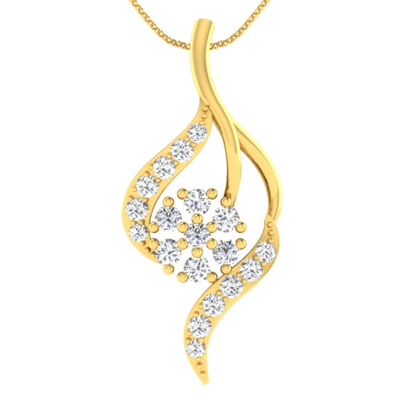 IGI Certified Natural Diamond Design Pendant 14K/18K Fine Yellow Gold