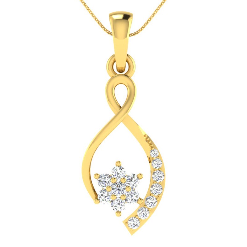 IGI Certified Natural Diamond Design Pendant 14K/18K Fine Yellow Gold