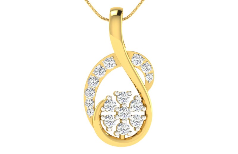 IGI Certified Natural Diamond Design Pendant 14K/18K Fine Yellow Gold