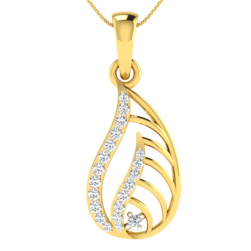 IGI Certified Natural Diamond Design Pendant 14K/18K Fine Yellow Gold