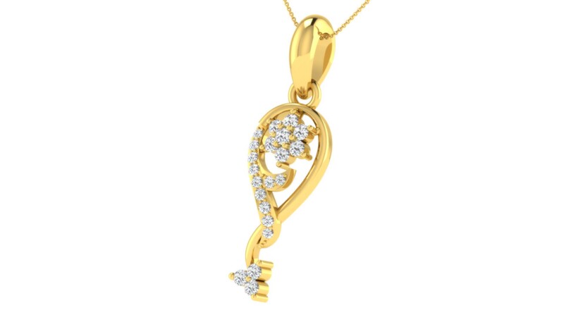 IGI Certified Natural Diamond Design Pendant 14K/18K Fine Yellow Gold