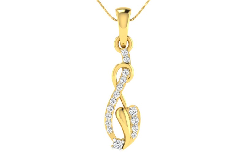 IGI Certified Natural Diamond Design Pendant 14K/18K Fine Yellow Gold