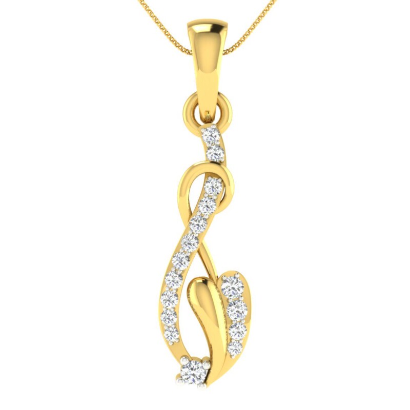 IGI Certified Natural Diamond Design Pendant 14K/18K Fine Yellow Gold