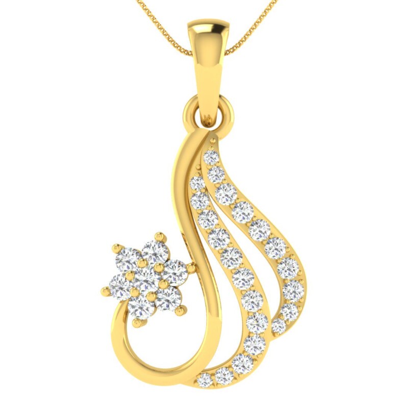 IGI Certified Natural Diamond Design Pendant 14K/18K Fine Yellow Gold