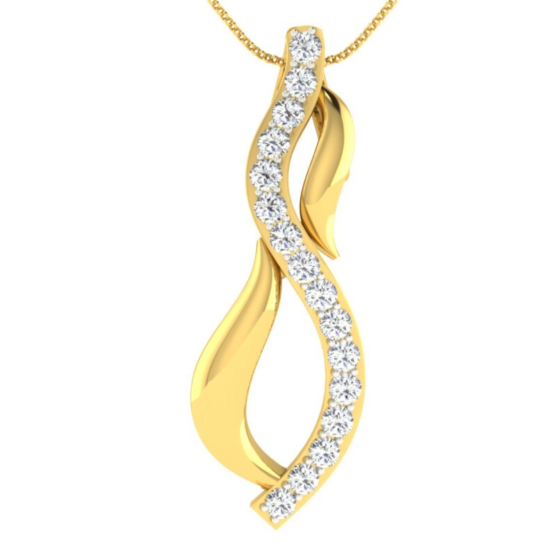 IGI Certified Natural Diamond Design Pendant 14K/18K Fine Yellow Gold