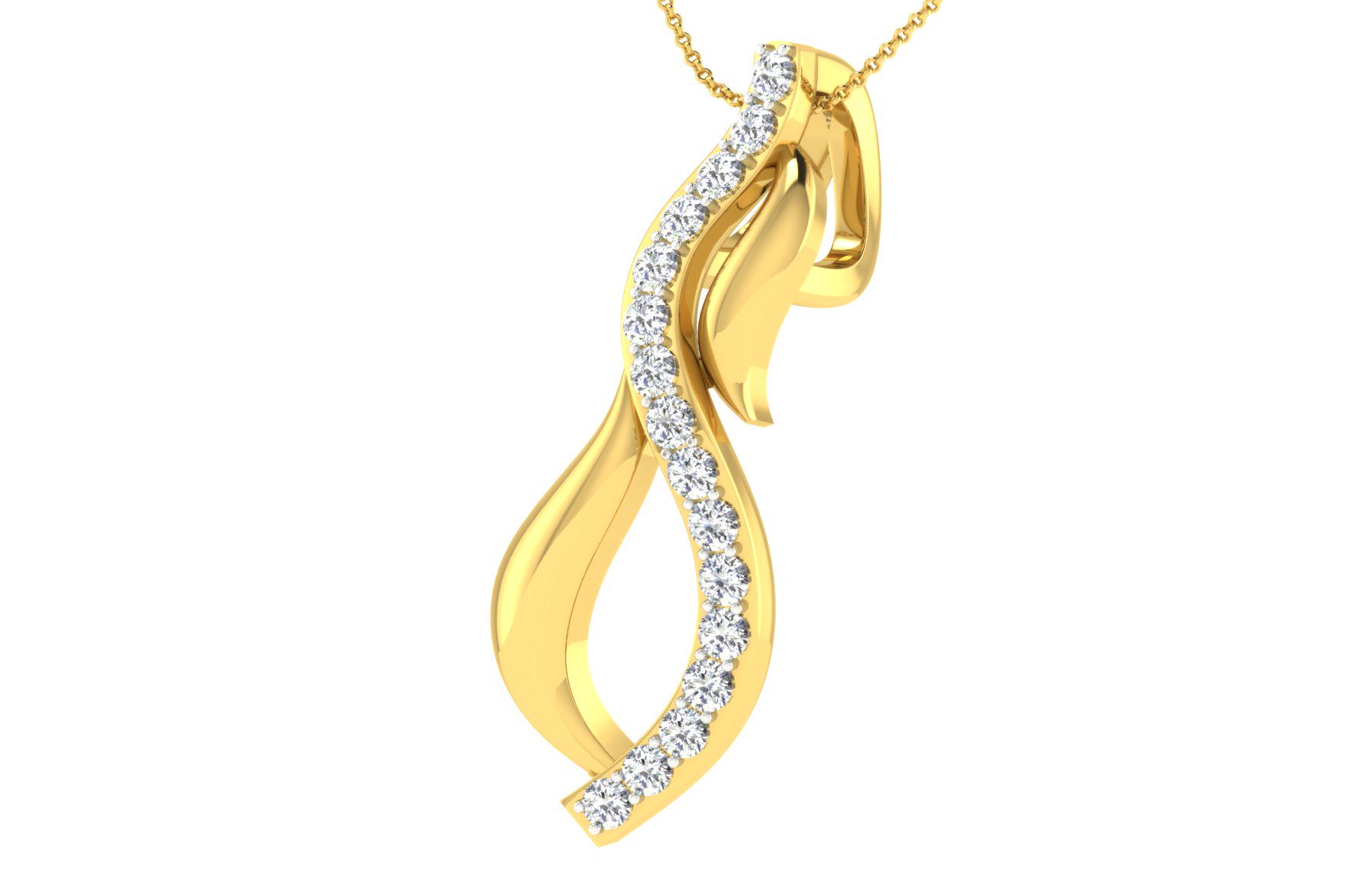 IGI Certified Natural Diamond Design Pendant 14K/18K Fine Yellow Gold