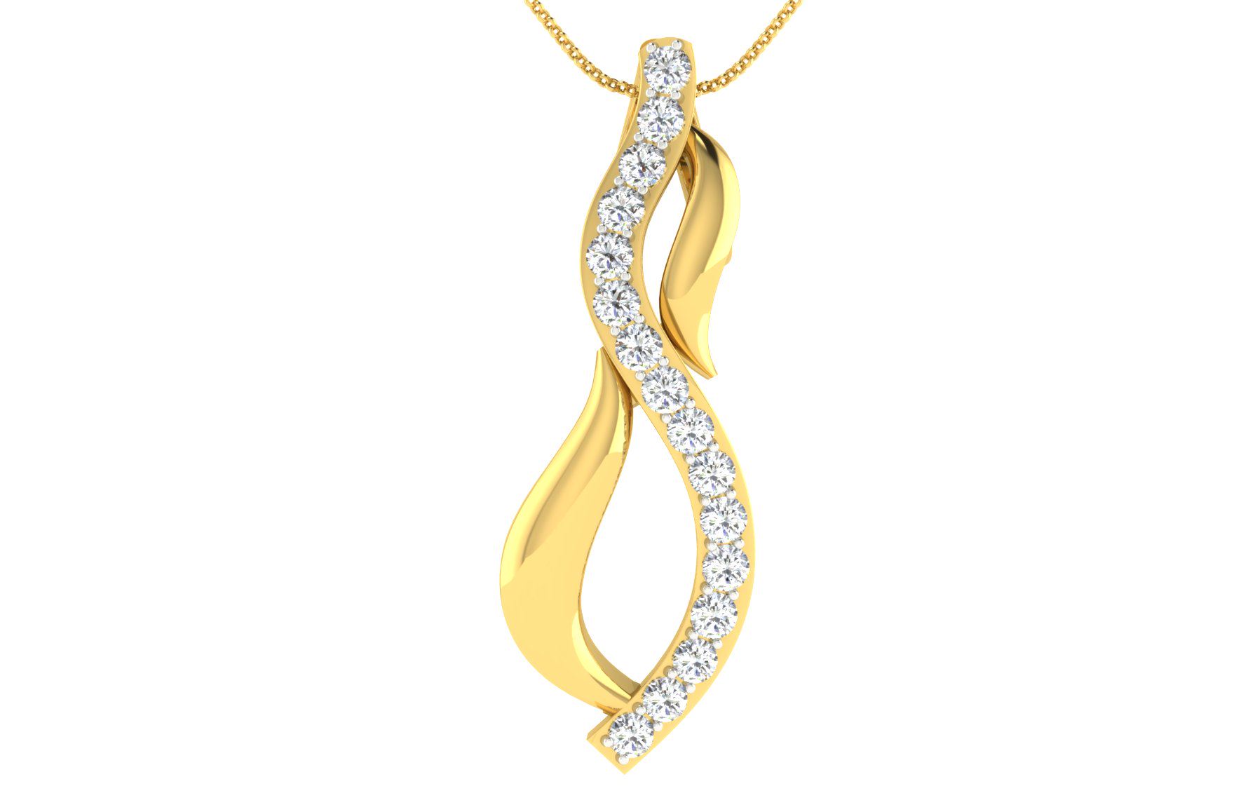 IGI Certified Natural Diamond Design Pendant 14K/18K Fine Yellow Gold