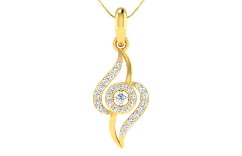 IGI Certified Natural Diamond Design Pendant 14K/18K Fine Yellow Gold