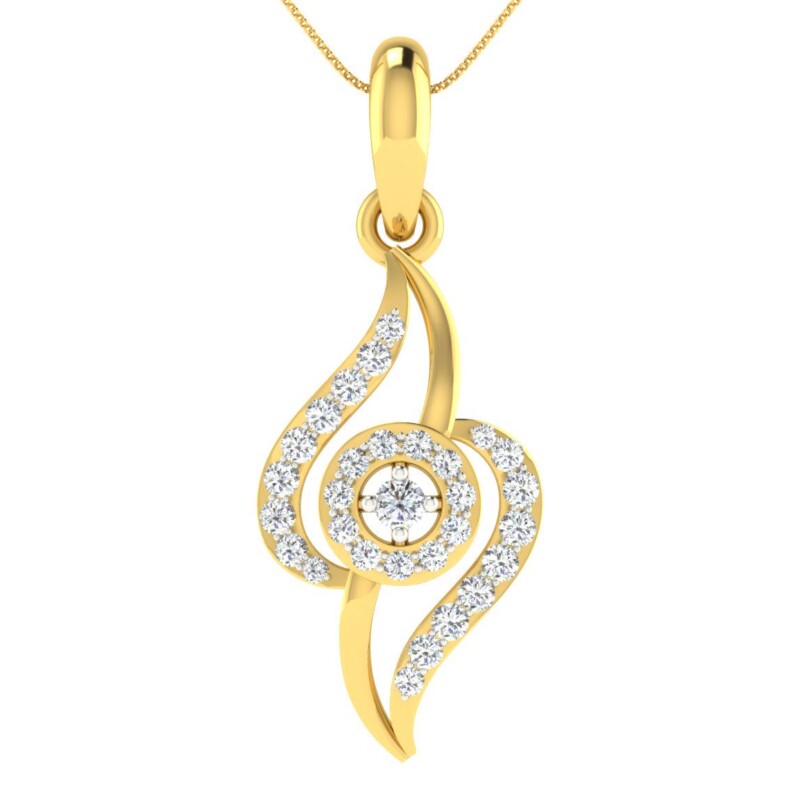 IGI Certified Natural Diamond Design Pendant 14K/18K Fine Yellow Gold