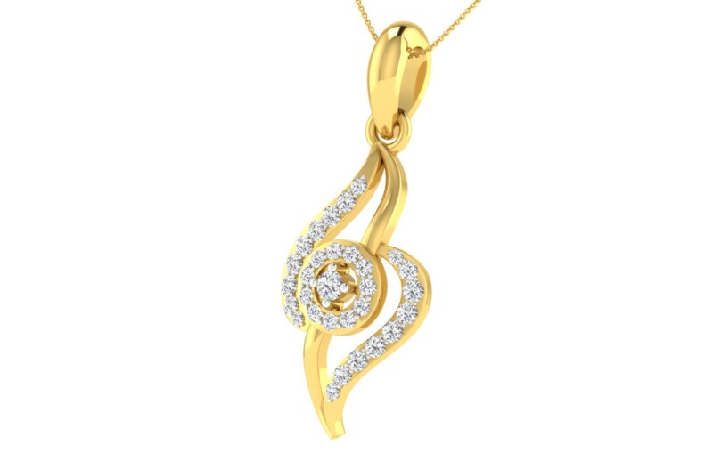 IGI Certified Natural Diamond Design Pendant 14K/18K Fine Yellow Gold