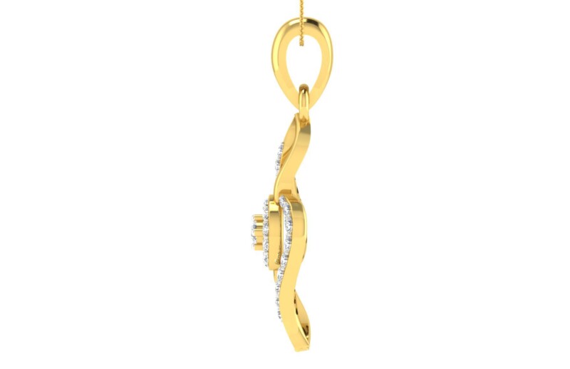 IGI Certified Natural Diamond Design Pendant 14K/18K Fine Yellow Gold