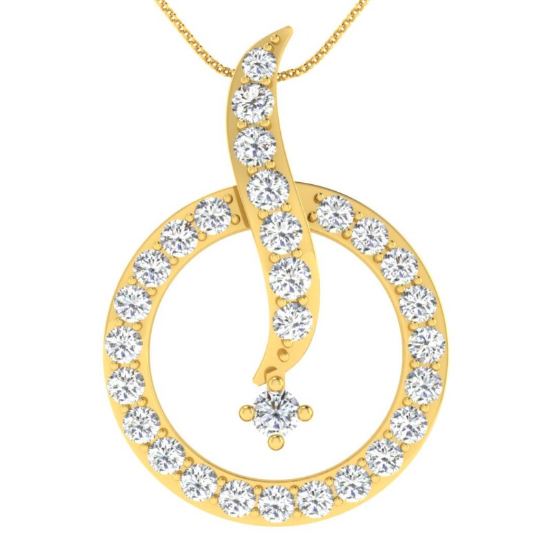 IGI Certified Natural Diamond Design Pendant 14K/18K Fine Yellow Gold